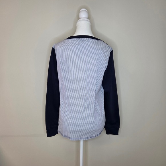 WALTER BAKER Navy Blue‎ Corset Lace Up Sweatshirt Top Women's Medium - Picture 3 of 5